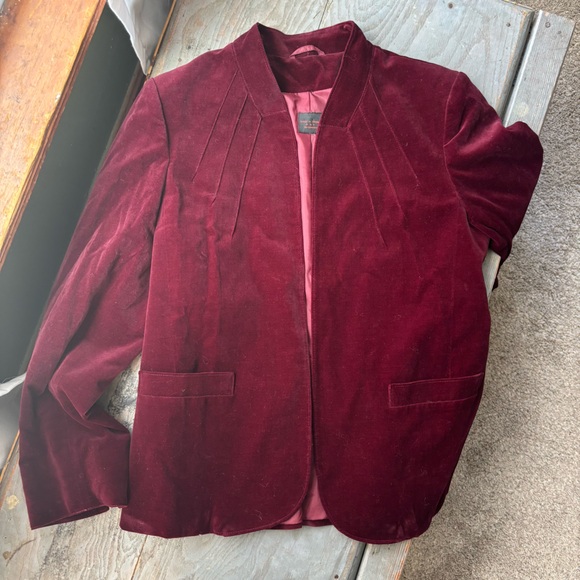 Vintage burgundy velvet open front blazer - Picture 1 of 7